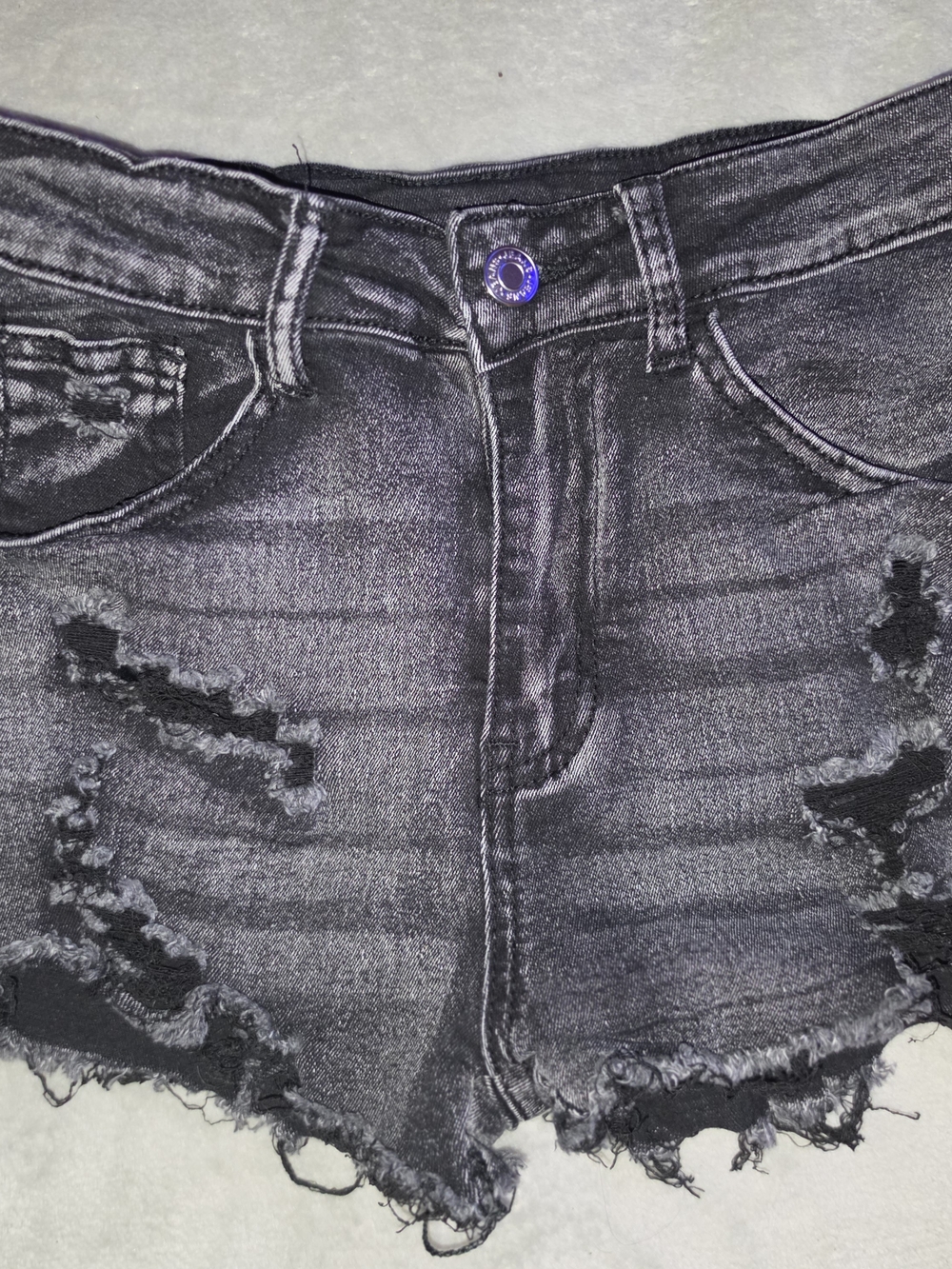 SHEIN Black Washed Distressed Women's Denim Shorts